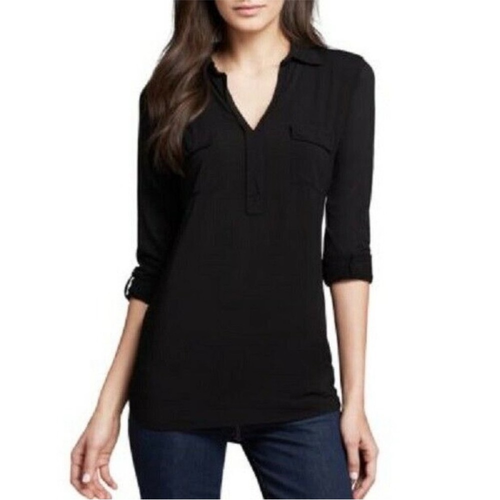 Splendid Shirting Long Sleeve Top Black Size L